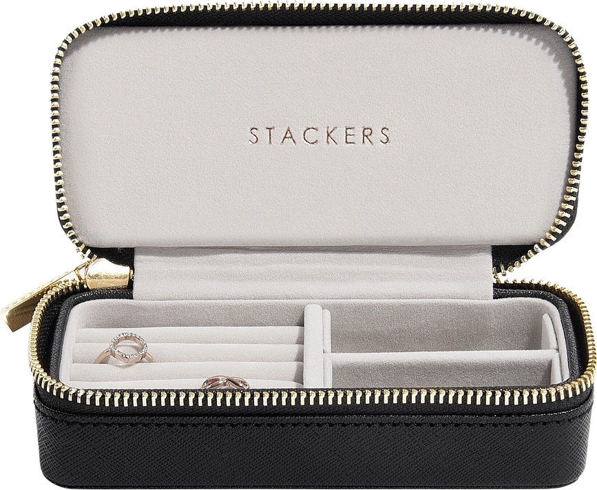 Stackers Κουτί Κοσμημάτων Travel, μεσαίο, βελούδινο, μαύρο
