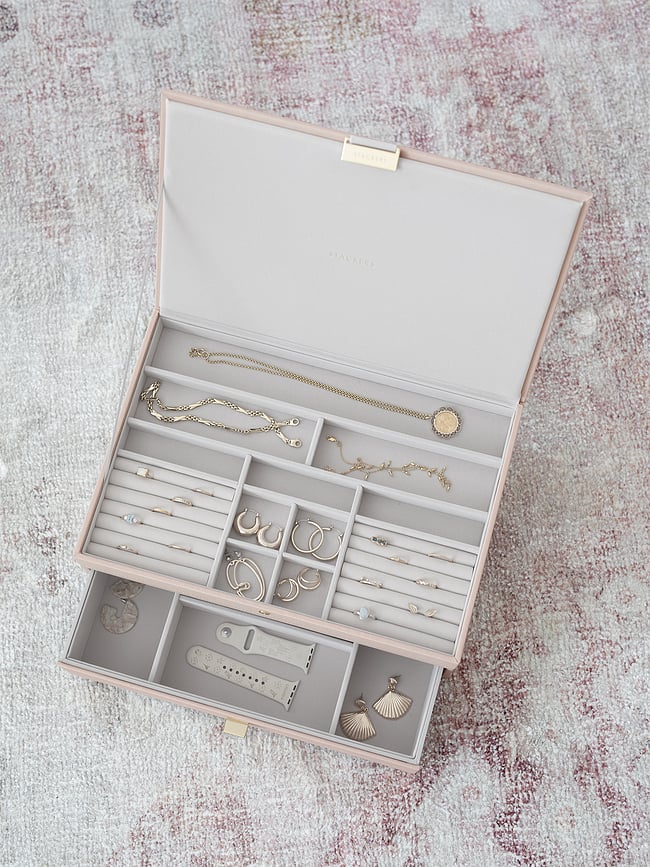 Stackers Kutija za Nakit dvostruka super velika svijetloružičasta s ladicom