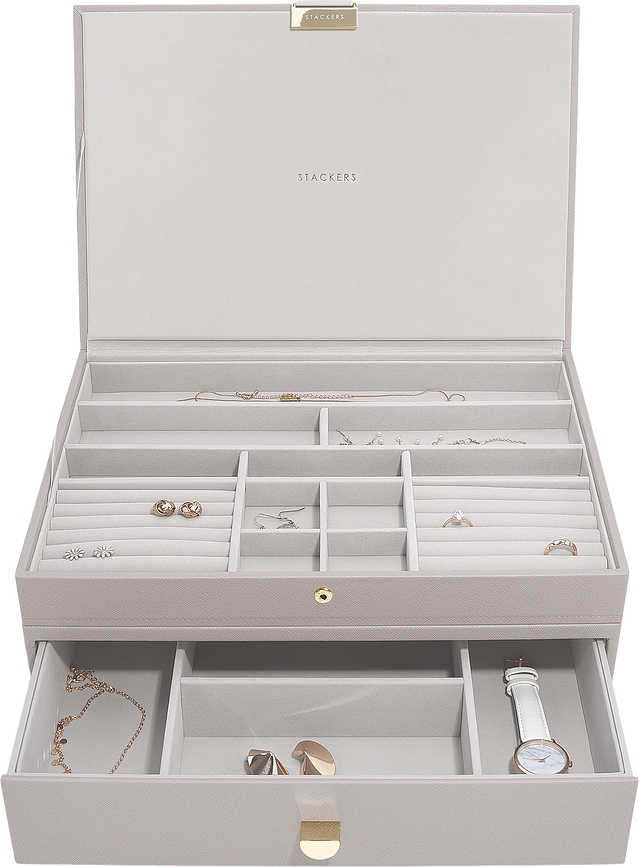 Stackers Kutija za nakit dvostruka supersize taupe s ladicom