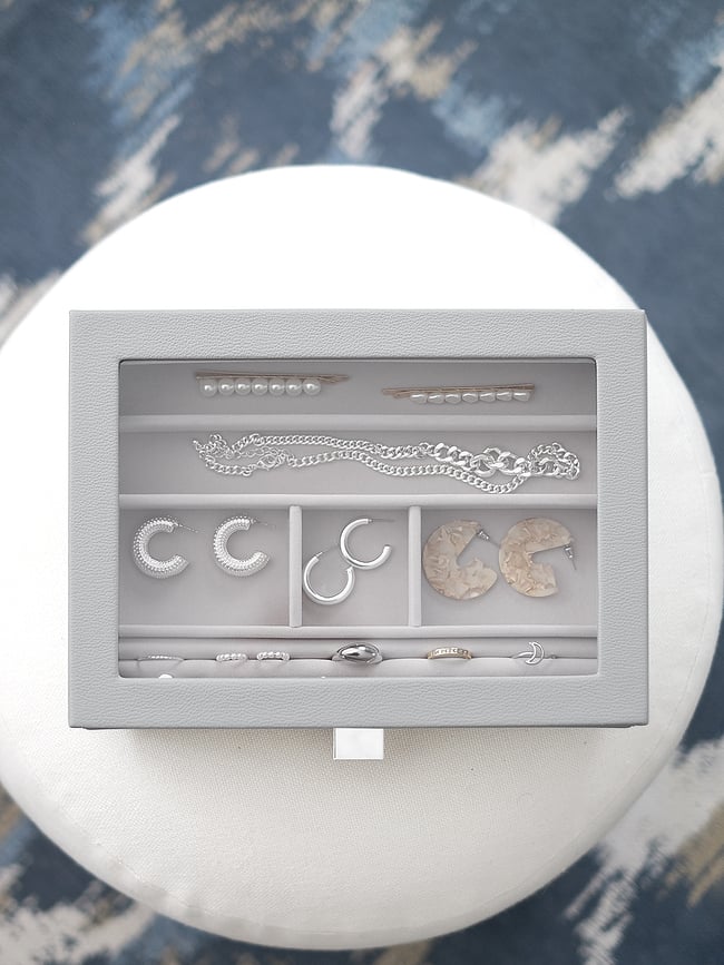 Stackers Kutija za Nakit klasična s ladicom i staklenim poklopcem taupe sa 6 pretinaca