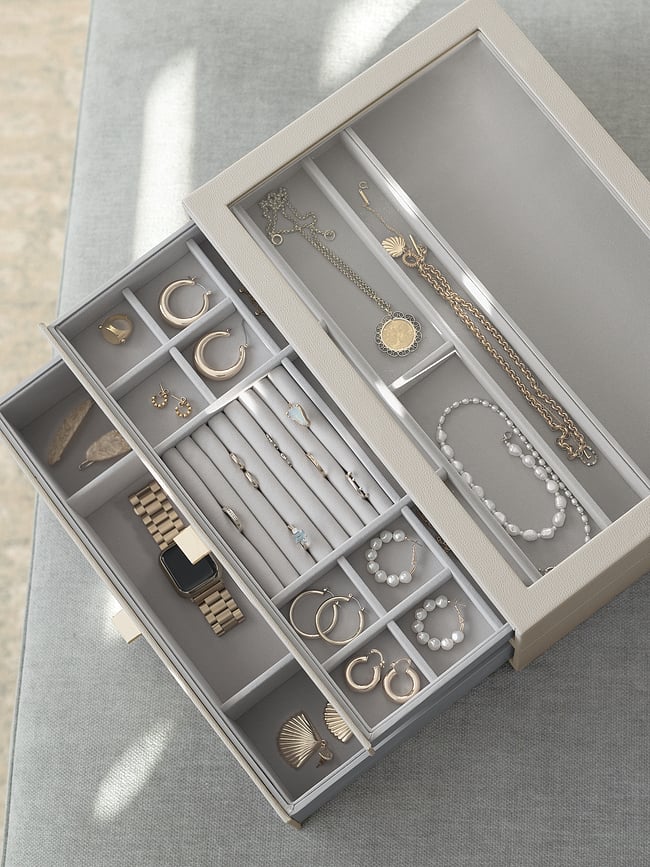 Stackers Pebble Kutija za nakit supersize s 2 ladice kameno siva