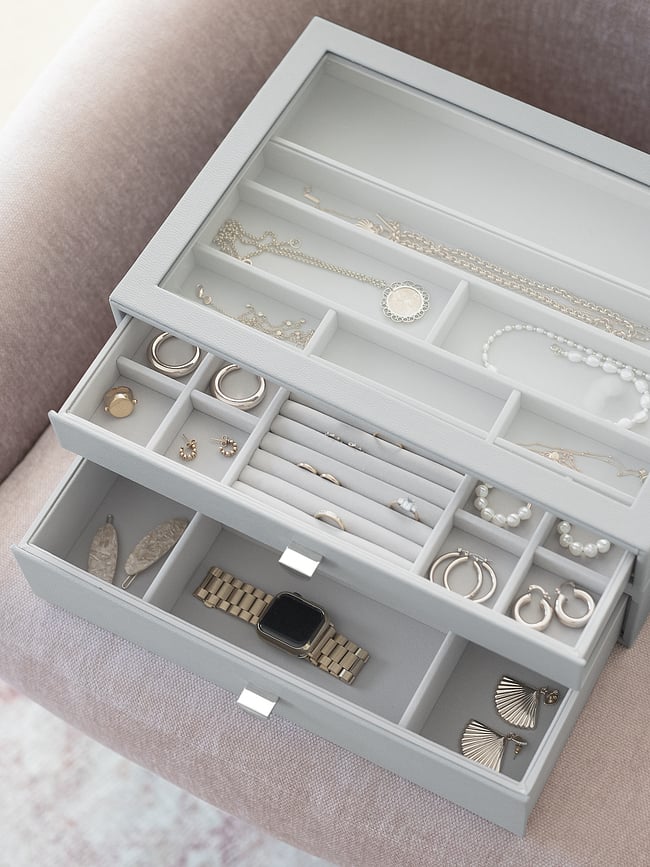 Stackers Pebble Kutija za nakit supersize s 2 ladice kameno siva