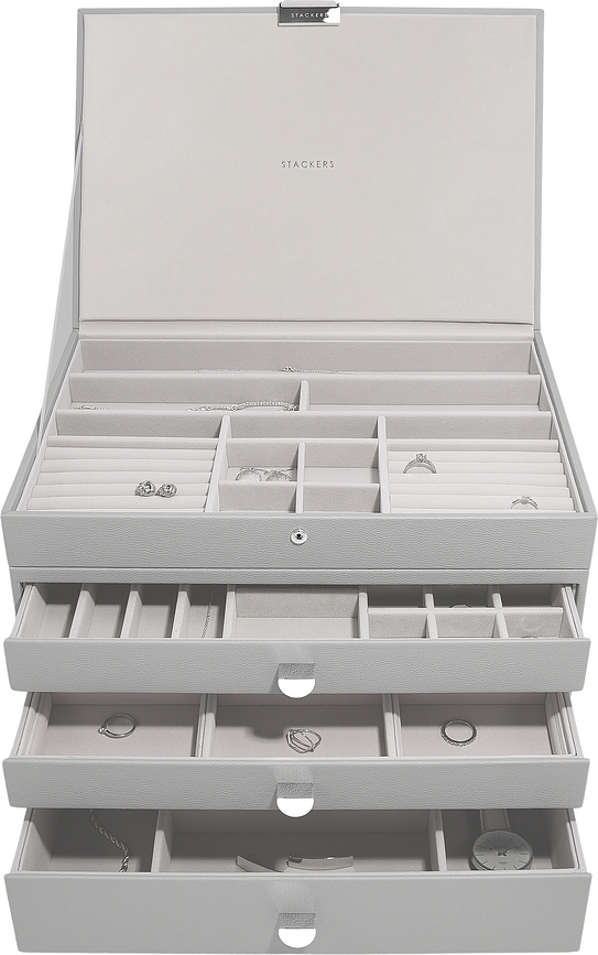 Stackers Kutija za nakit supersize s 3 ladice siva