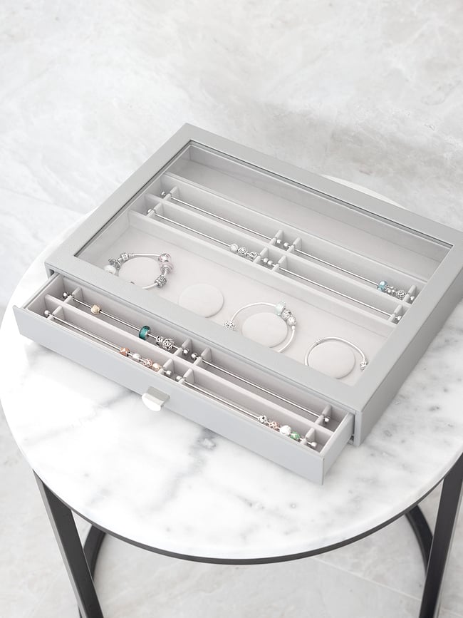 Stackers Pebble Kutija za nakit supersize s ladicom i staklenim poklopcem kameno siva