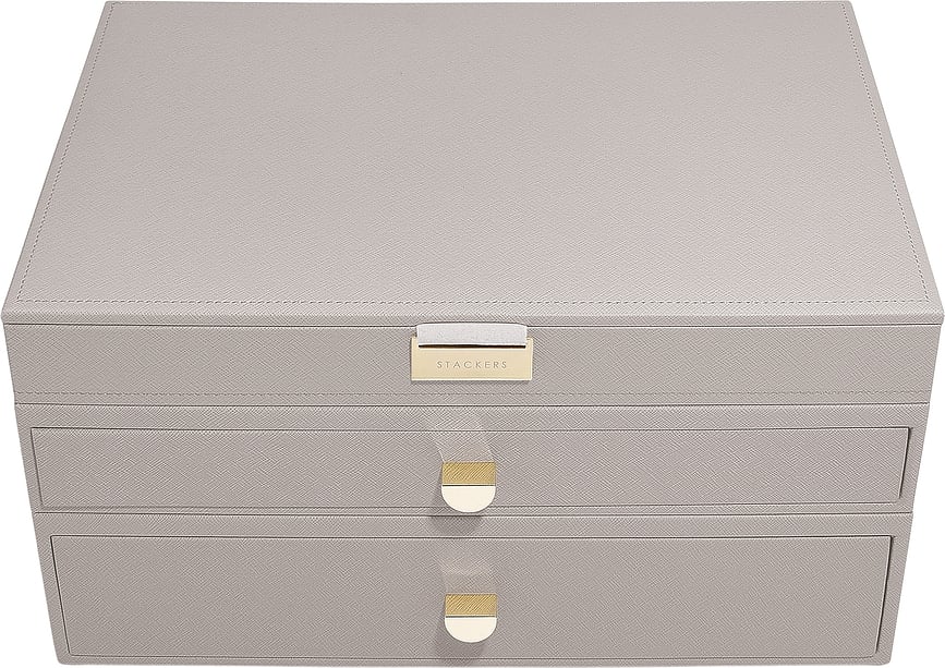 Stackers Kutija za Nakit trostruka supersize s 2 ladice taupe