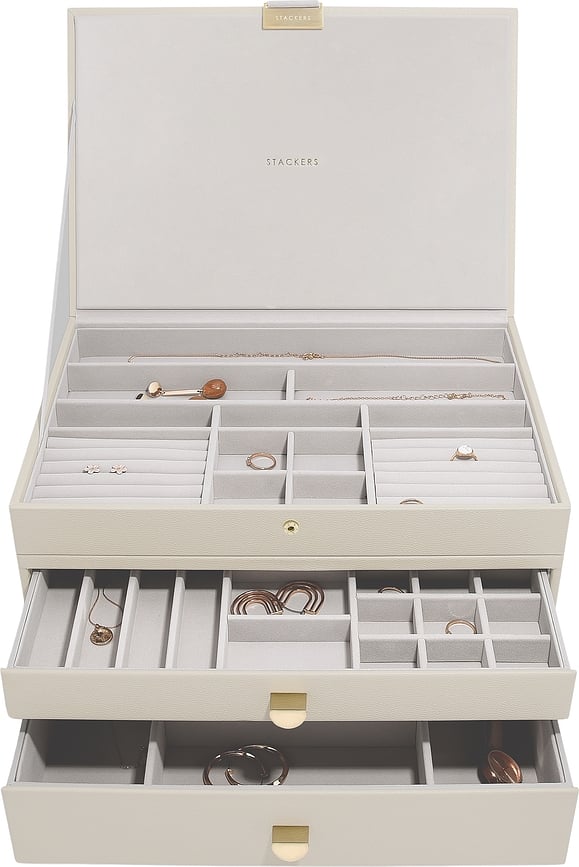 Stackers Kutija za nakit trostruka supersize svijetlo bež s 2 ladice