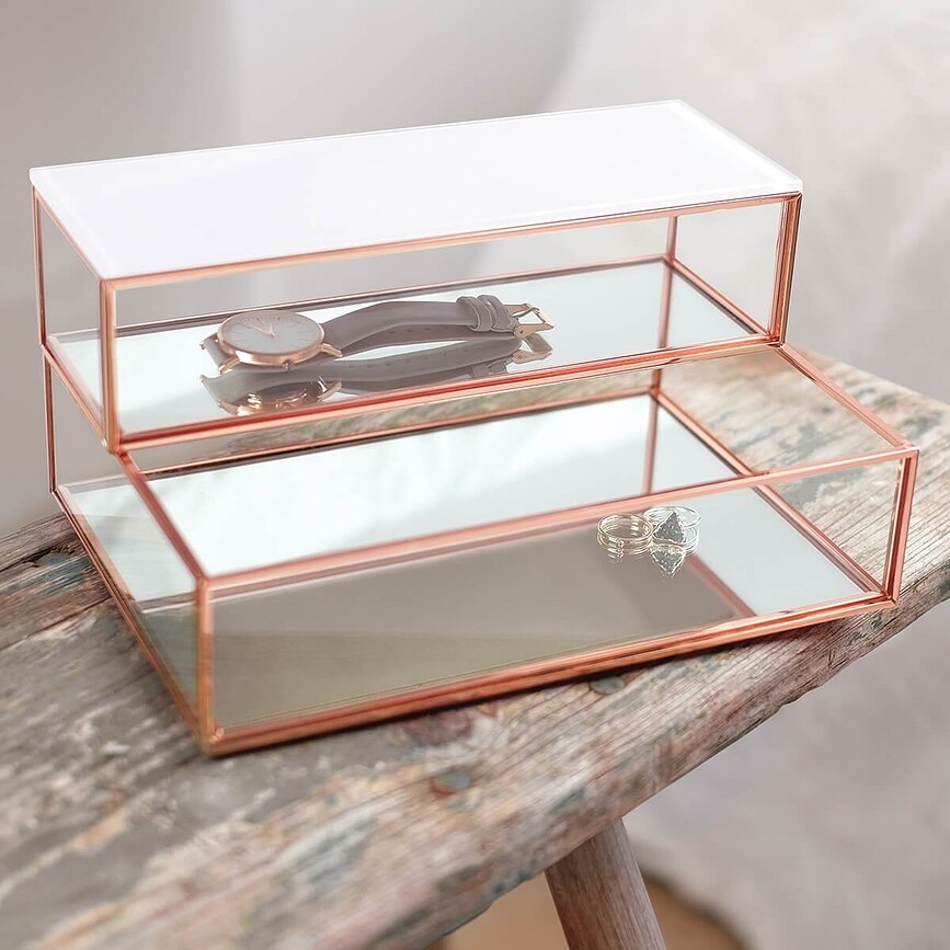 Stackers Kutija za nakit velika staklena ružičasta