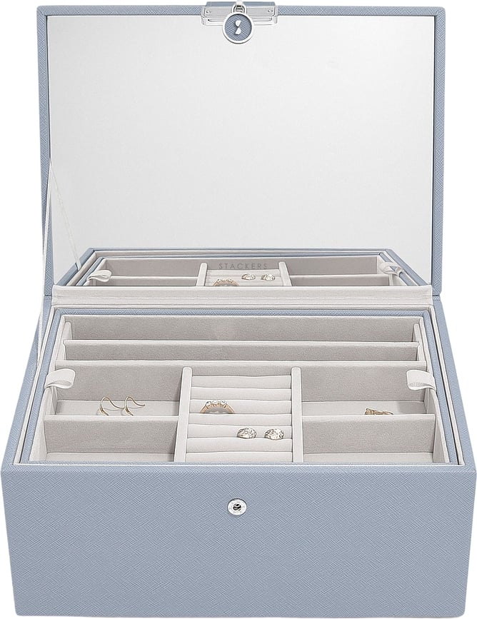 Stackers Luxury classic Κουτί Κοσμημάτων, γκρι-μπλε