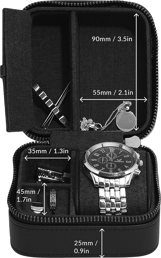 Stackers Men Coffret de Voyage pour bijoux et montre, noir