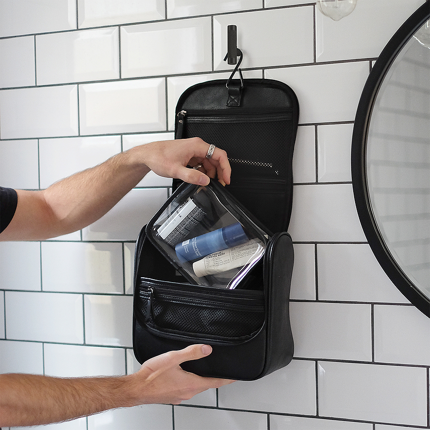 Stackers Men Trousse de toilette de voyage à suspendre, noire