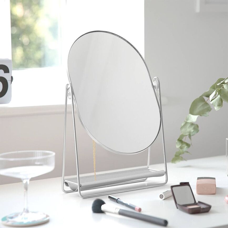 Stackers Miroir avec organisateur de bijoux, blanc, argenté