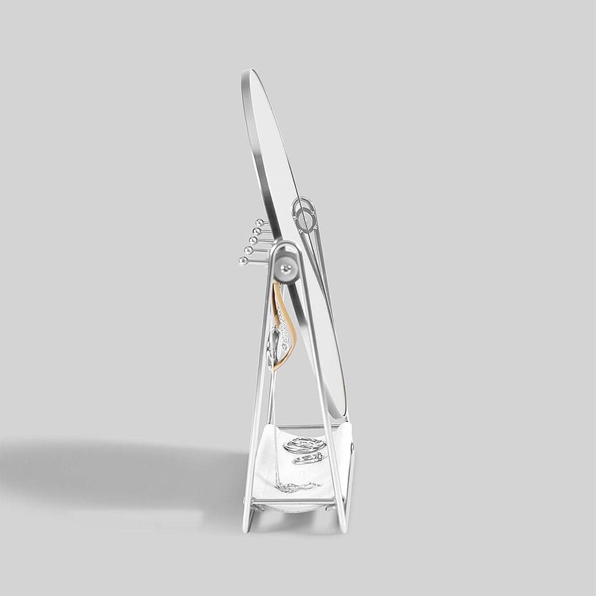 Stackers Miroir avec organisateur de bijoux, blanc, argenté