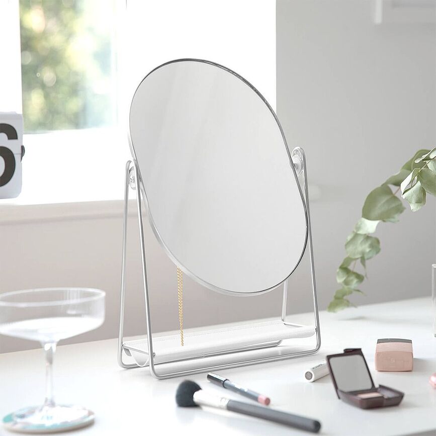 Stackers Miroir avec organisateur de bijoux, blanc, argenté