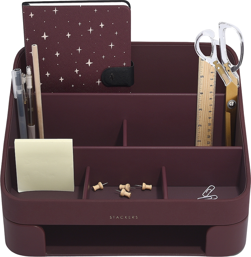 Stackers Namizni organizator s predelkom za pisma in dokumente, 25 x 33 cm, bordo, 2-delni set