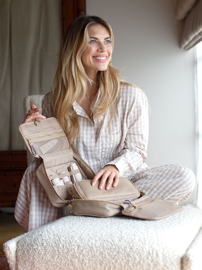 Stackers Νεσεσέρ ταξιδίου κρεμαστό, νάιλον, μπεζ-γκρι