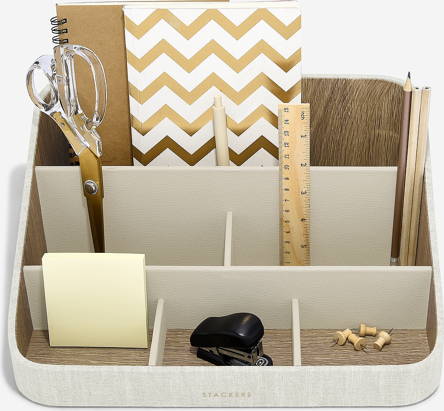 Stackers Organisateur de Bureau avec plateau, lin, beige clair