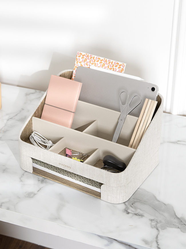 Stackers Organisateur de Bureau avec plateau, lin, beige clair