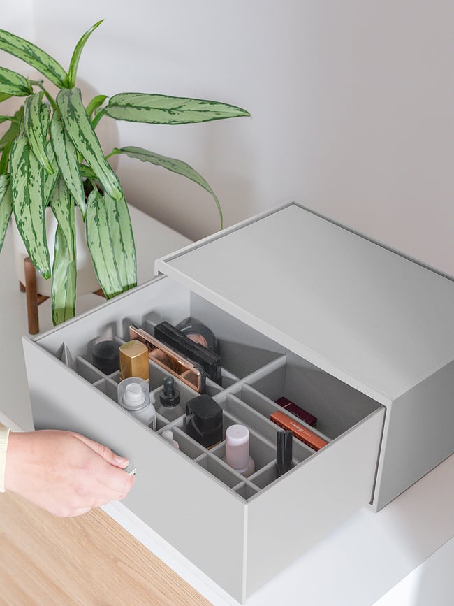 Stackers Pebble Organisateur de Maquillage profond, Super-taille, gris galet, avec tiroir