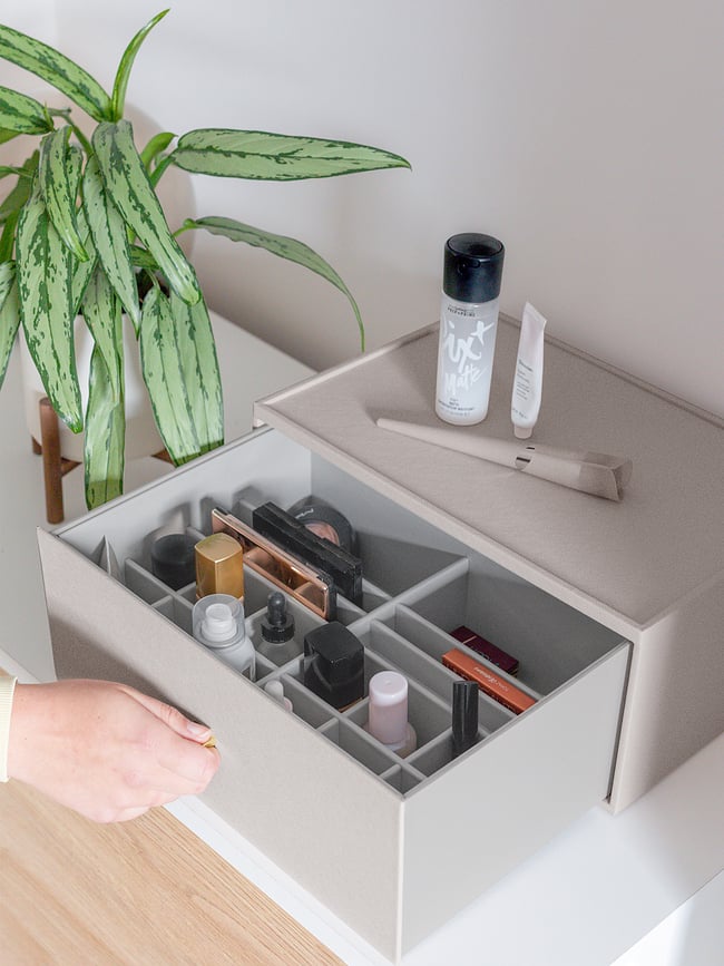 Stackers Pebble Organisateur de Maquillage profond, Super-taille, gris galet, avec tiroir