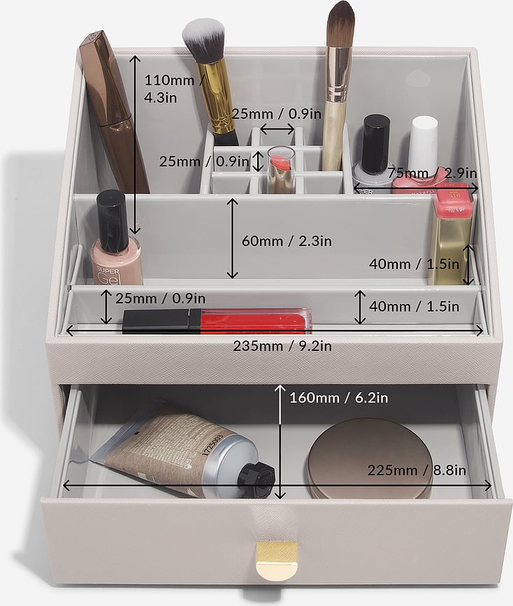 Stackers Organisateur de Maquillage ouvert classique avec tiroir, taupe
