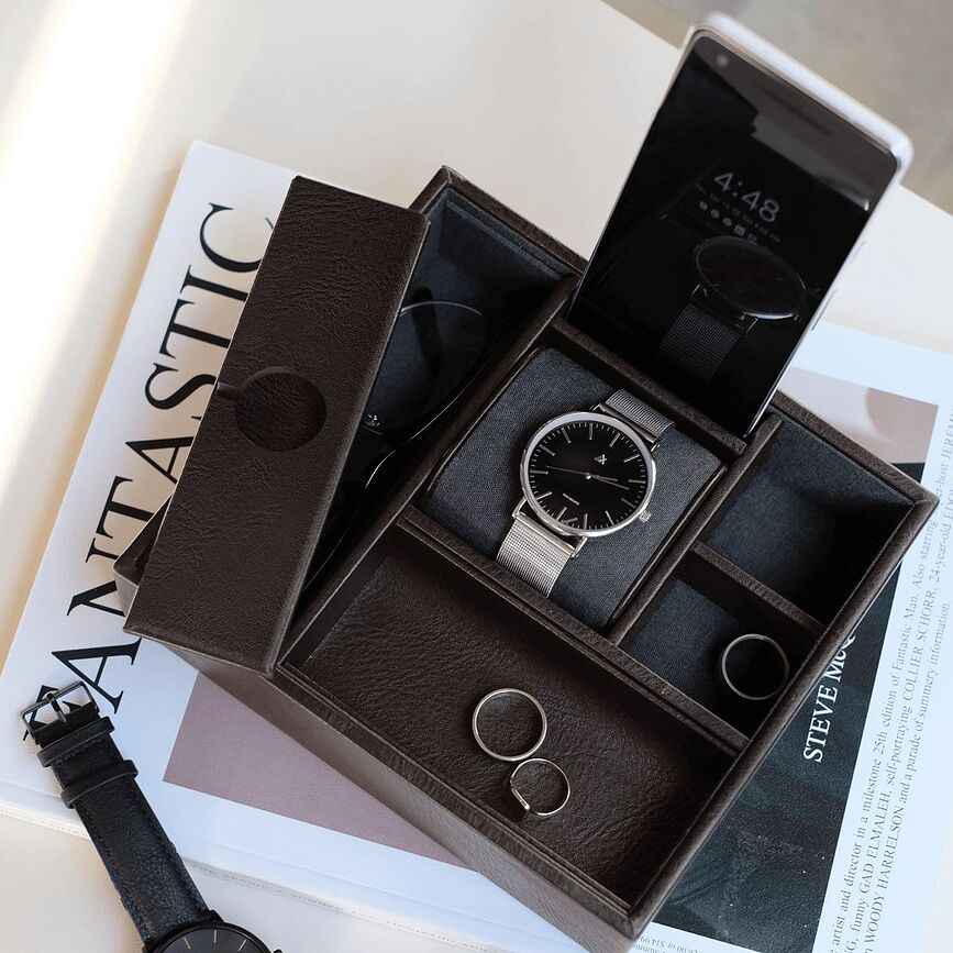 Stackers Organisateur Modulaire et Station d'Accueil pour montres et bijoux, grand modèle, noir