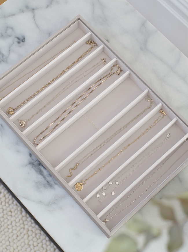 Stackers Organizator za nakit za ogrlice, supersize, z 9 predelki, taupe