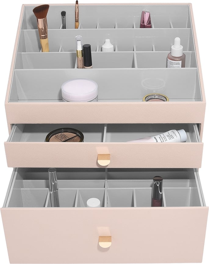 Stackers Οργανωτής Καλλυντικών υπερμεγέθης, με 2 συρτάρια, ανοιχτό ροζ