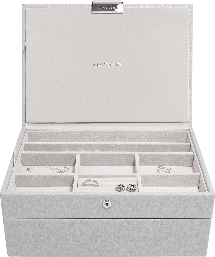 Stackers Pebble Boîte à Bijoux double classique, gris clair