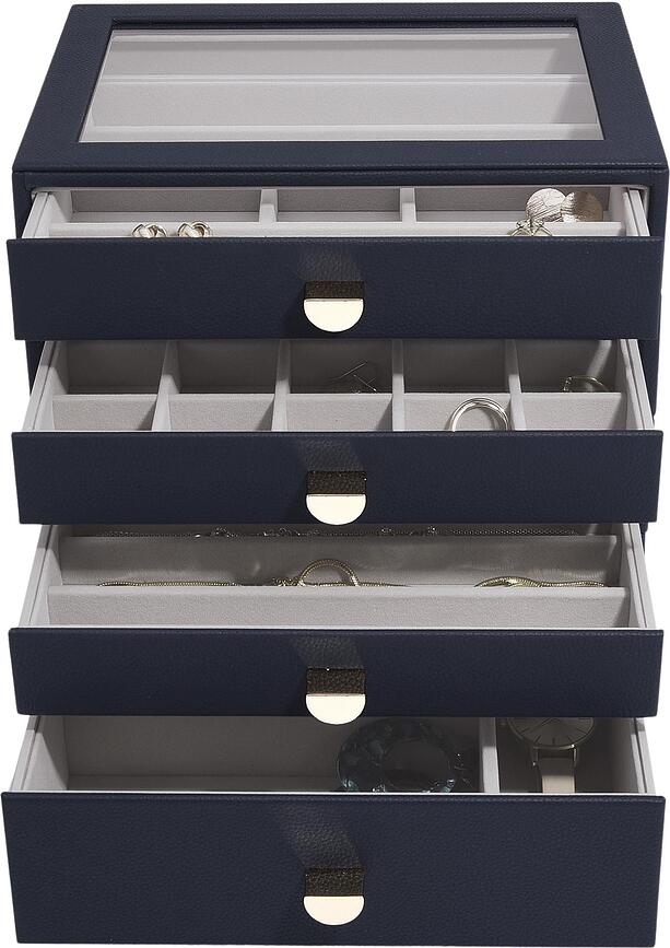 Stackers Pebble Classic Boîte à Bijoux à 4 tiroirs, bleu marine