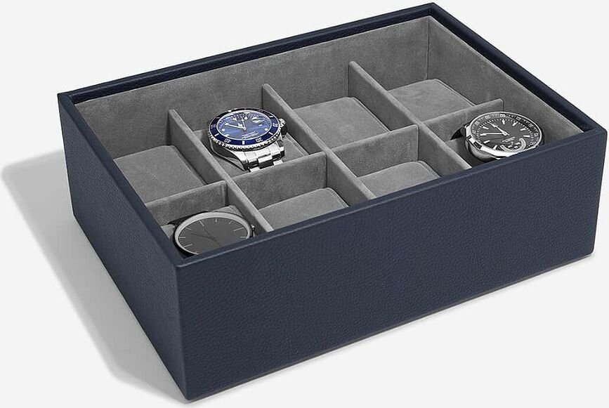 Stackers Pebble Classic Coffret à Montres 8 compartiments, avec couvercle, bleu marine