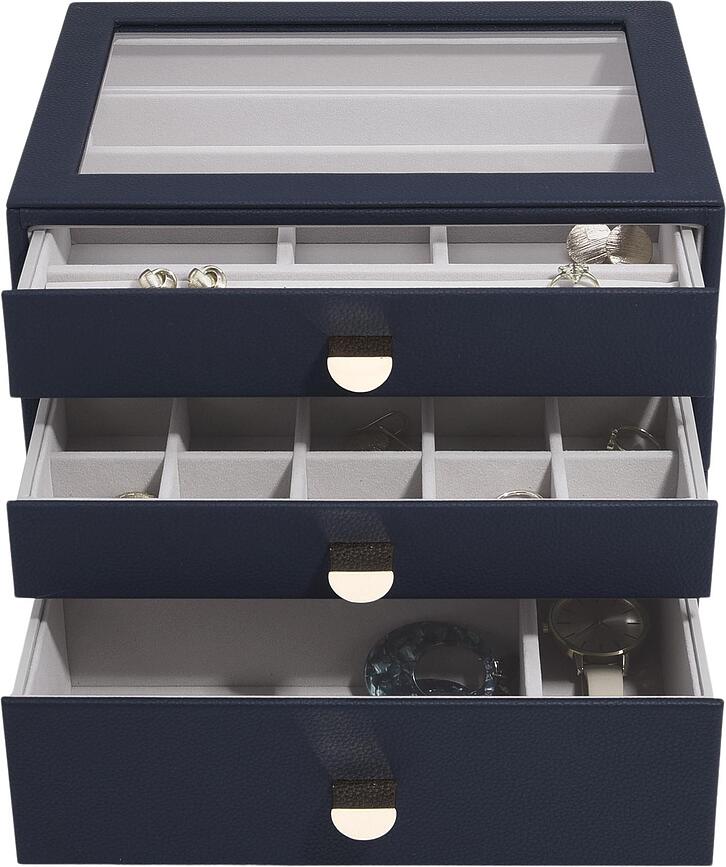 Stackers Pebble classic Κοσμηματοθήκη με 3 συρτάρια, ναυτικό μπλε