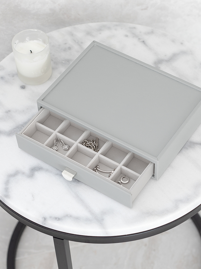 Stackers Pebble Boîte à Bijoux classique, à 20 compartiments, avec tiroir, beige clair