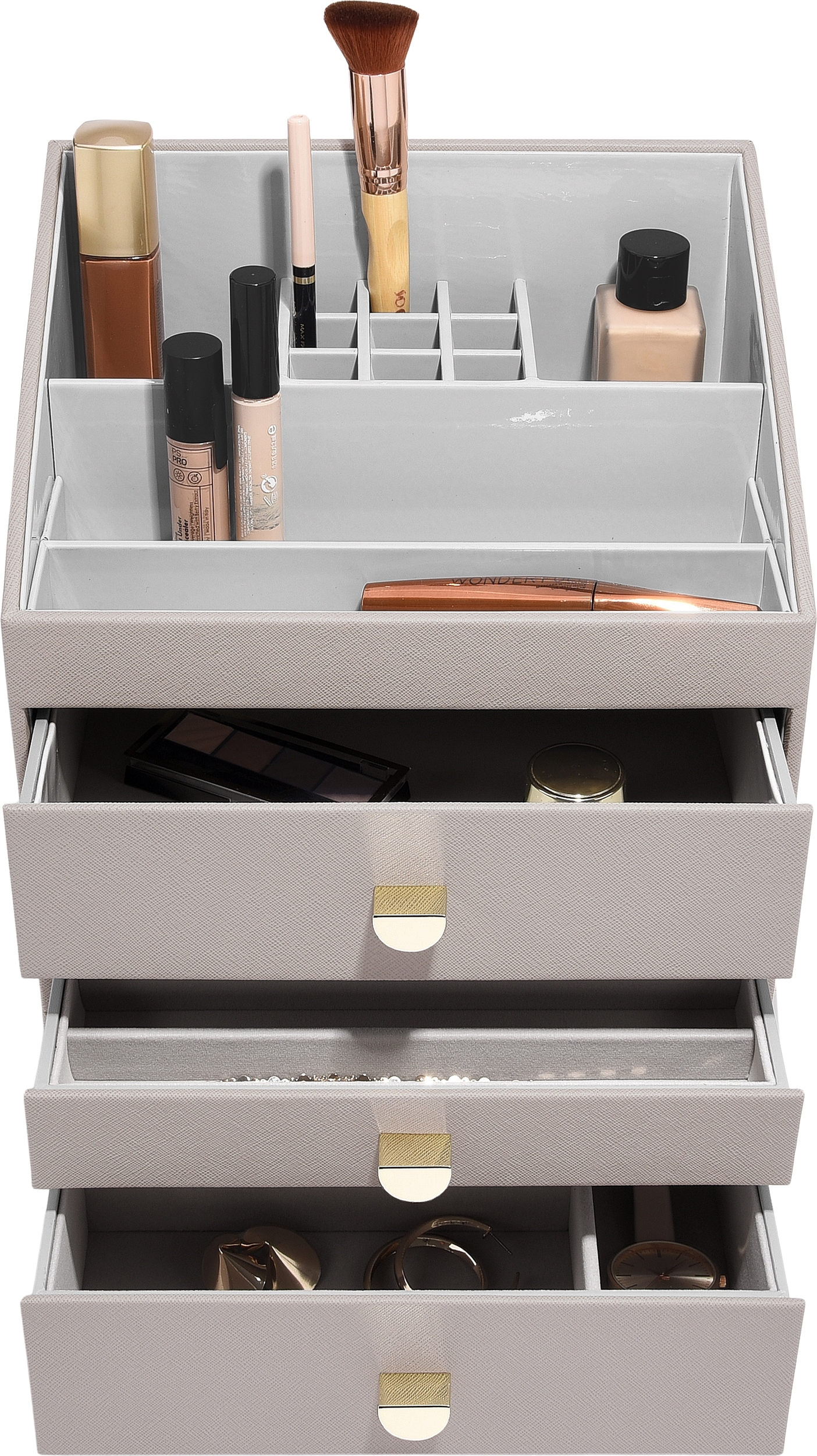 Stackers Pebble Kosmetik-Organizer mit 3 Schubladen, taupe