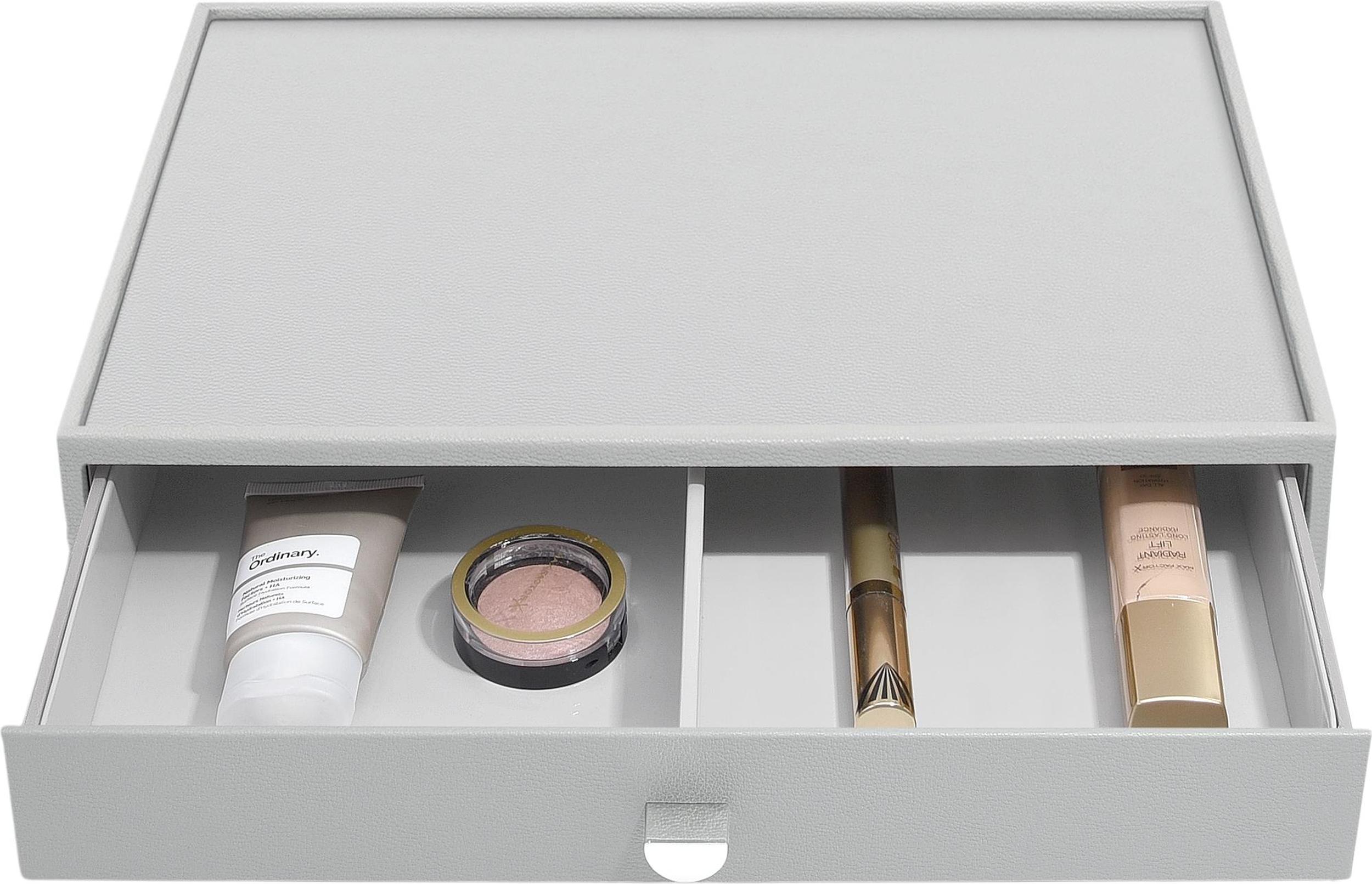 Stackers Pebble Kosmetik-Organizer supersize Steingrau mit Schublade mit Maßstab