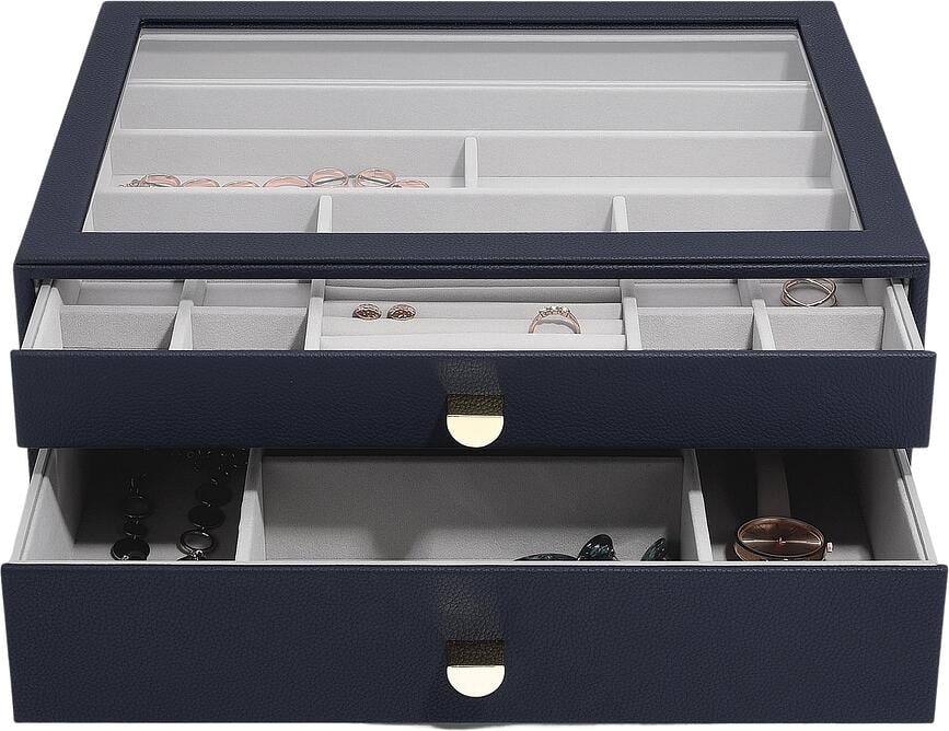 Stackers Pebble Κουτί Κοσμημάτων supersize, με 2 συρτάρια, μπλε navy