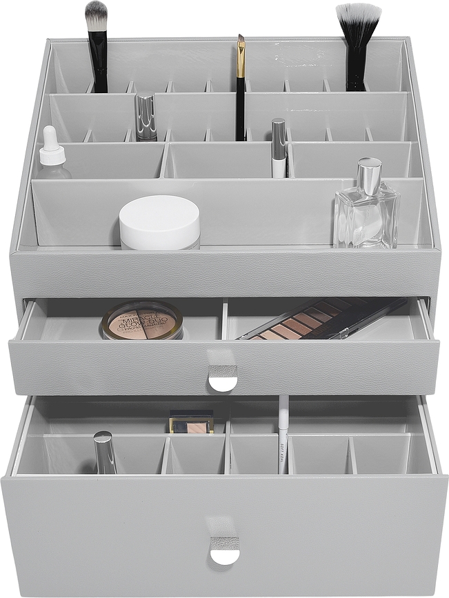 Stackers Pebble Organisateur de Cosmétiques avec 2 tiroirs, grande taille, gris