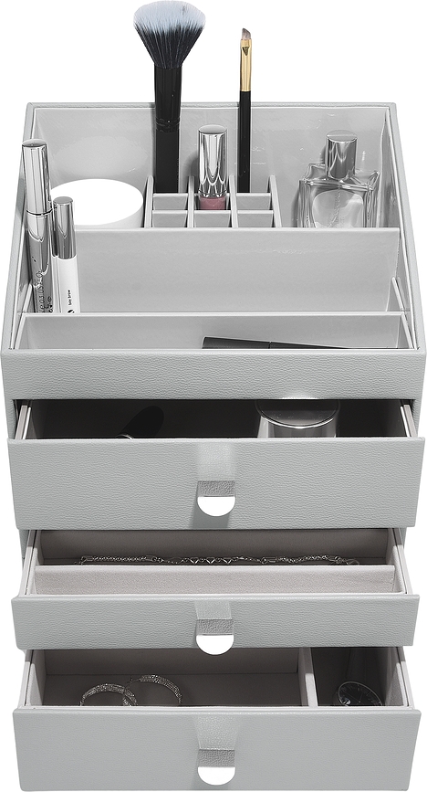 Stackers Pebble Organizator za kozmetiku s 3 ladice sivi