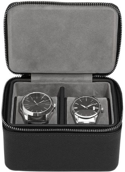 Stackers Pebble Reise-Uhrenschachtel 2-Fächer schwarz-grau