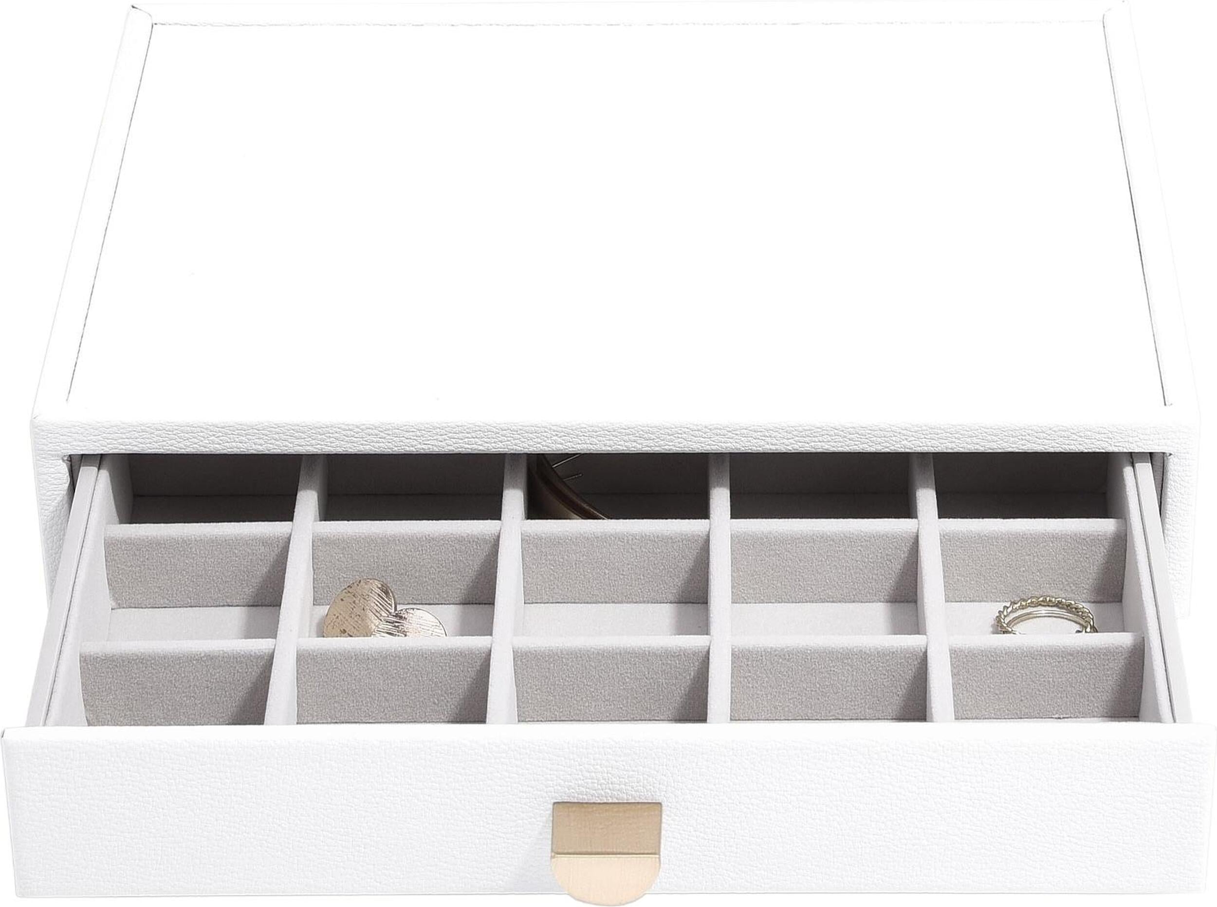 Stackers Pebble Schmuckkästchen classic 20-Fächer weiß mit Schublade