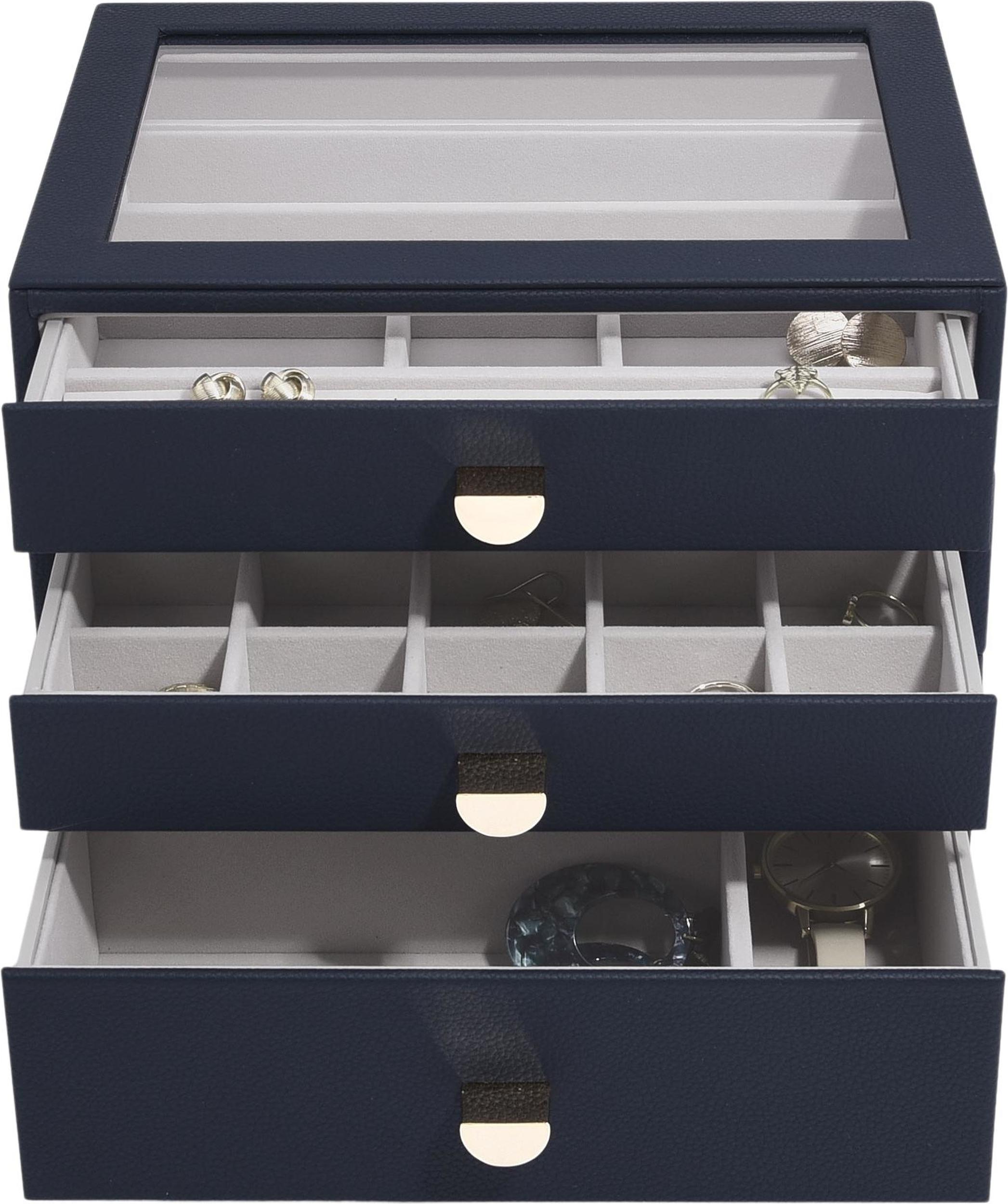 Schmuckschatullen Stackers Pebble Schmuckkästchen Classic Marineblau Mit 3 Schubladen