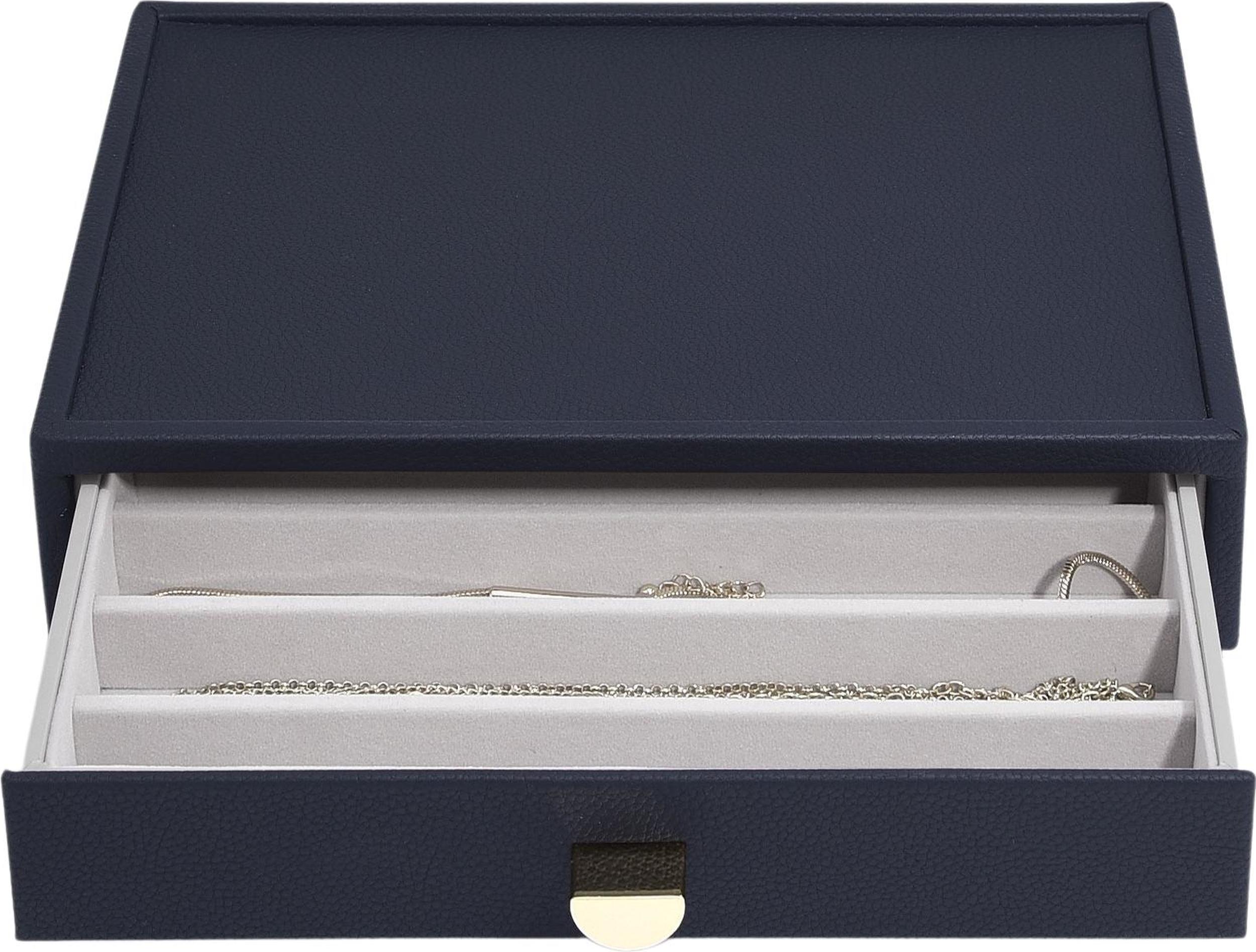 Stackers Pebble Schmuckkästchen für Halsketten classic marineblau mit Schublade