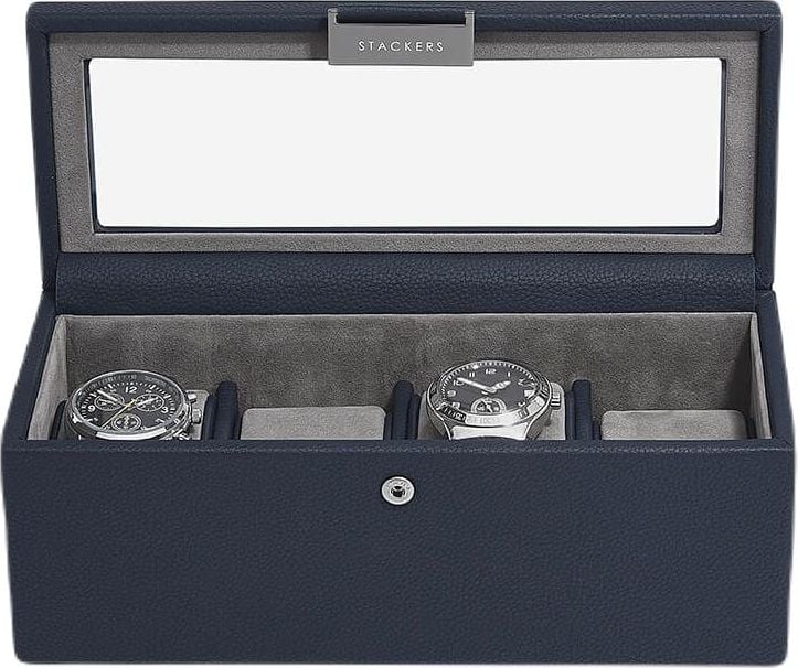 Stackers Pebble Uhrenschachtel 4-Fächer marineblau