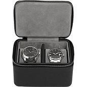 Stackers Pebble Wristwatch travel case two-chamber black and grey