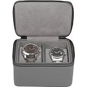 Stackers Pebble Wristwatch travel case two-chamber dark grey