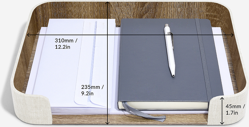 Stackers Plateau de Rangement pour organisateur de bureau, beige clair, en lin