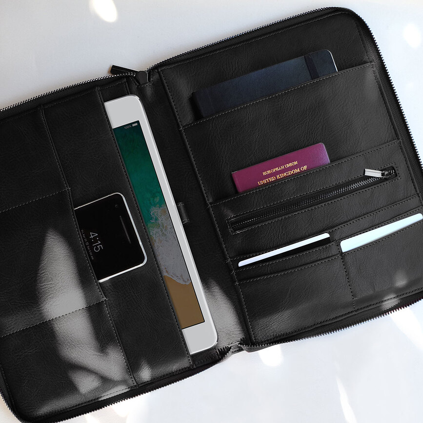 Stackers Étui pour documents et téléphone, marron