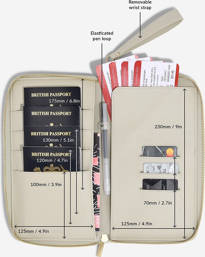 Stackers Porte-Passeport et Cartes, beige clair, en lin