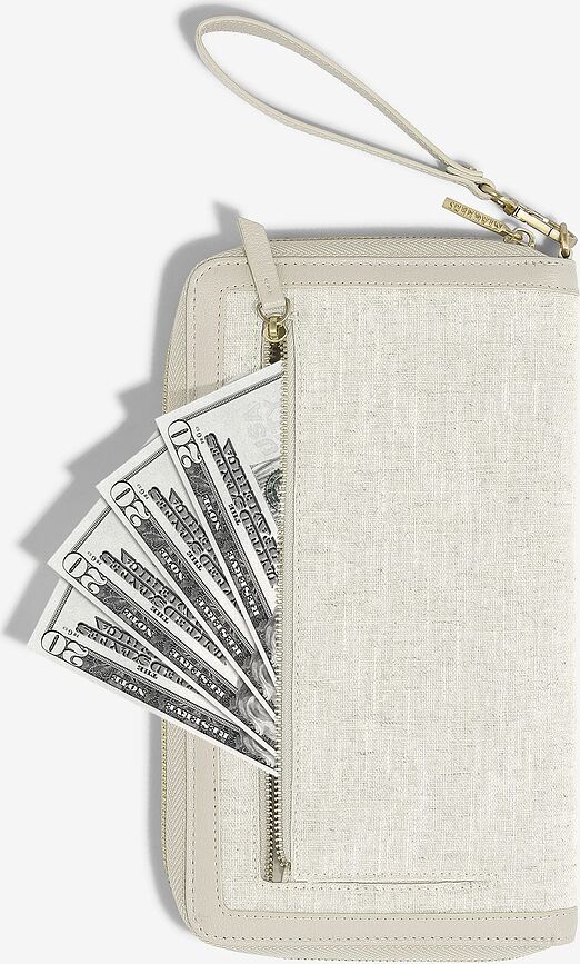Stackers Porte-Passeport et Cartes, beige clair, en lin