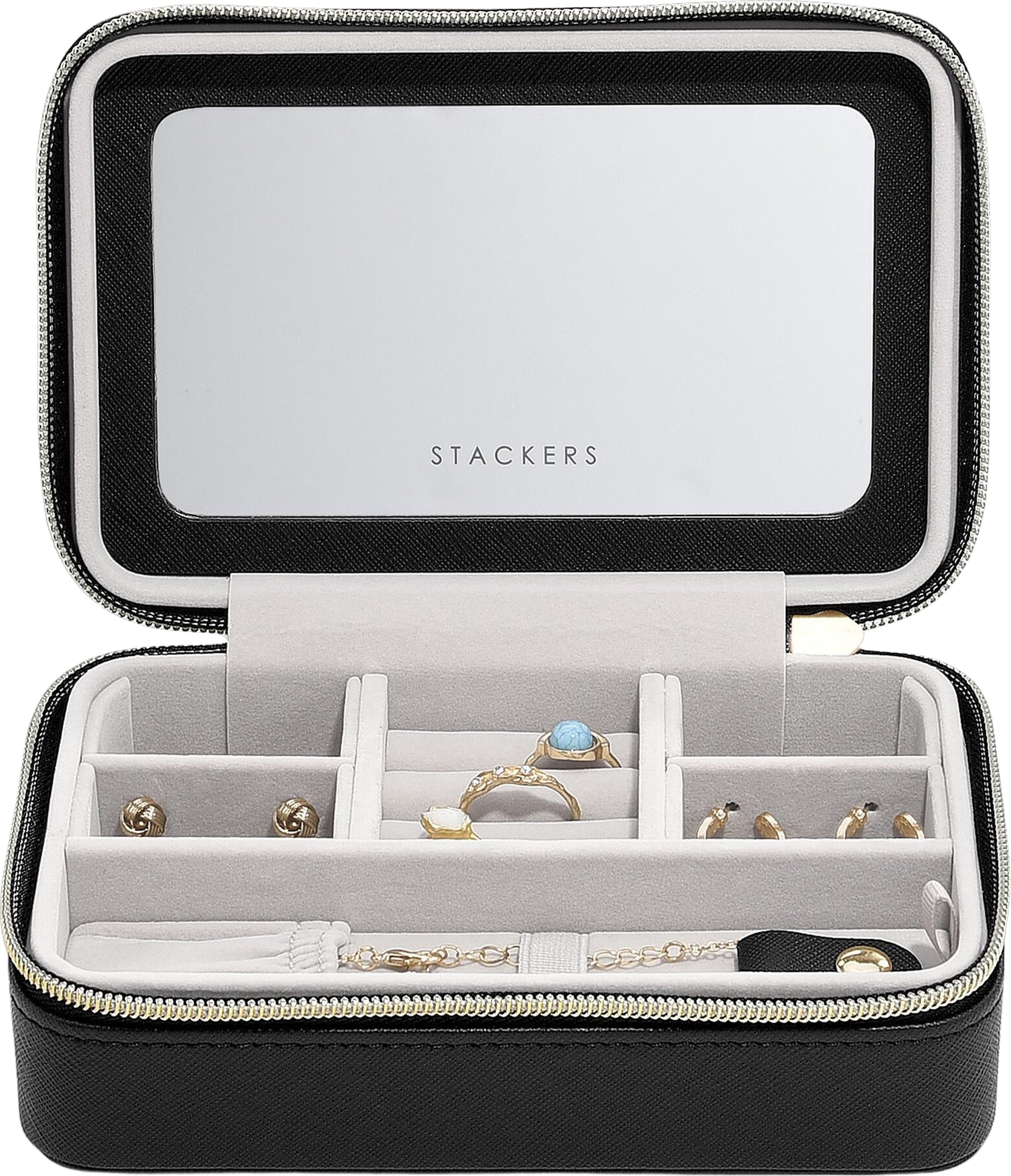 Stackers Raffia Luxury Reise-Schmuckkasten, schwarz