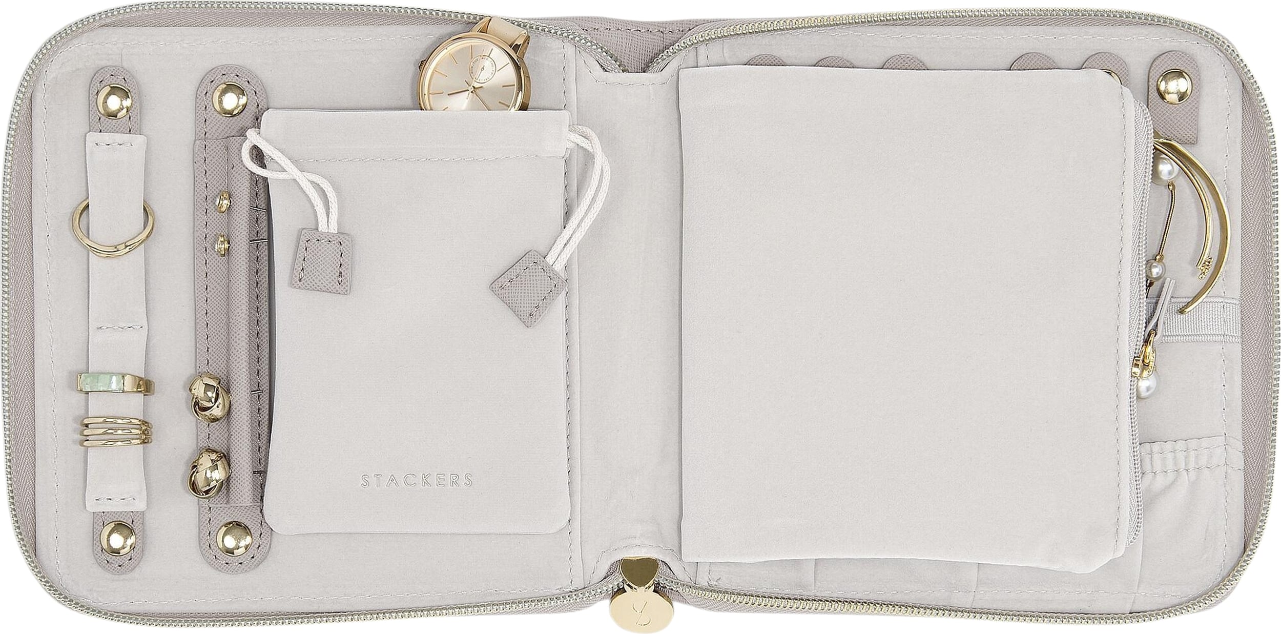 Stackers Raffia Reise-Schmuckschatulle mit Ringfach, taupe